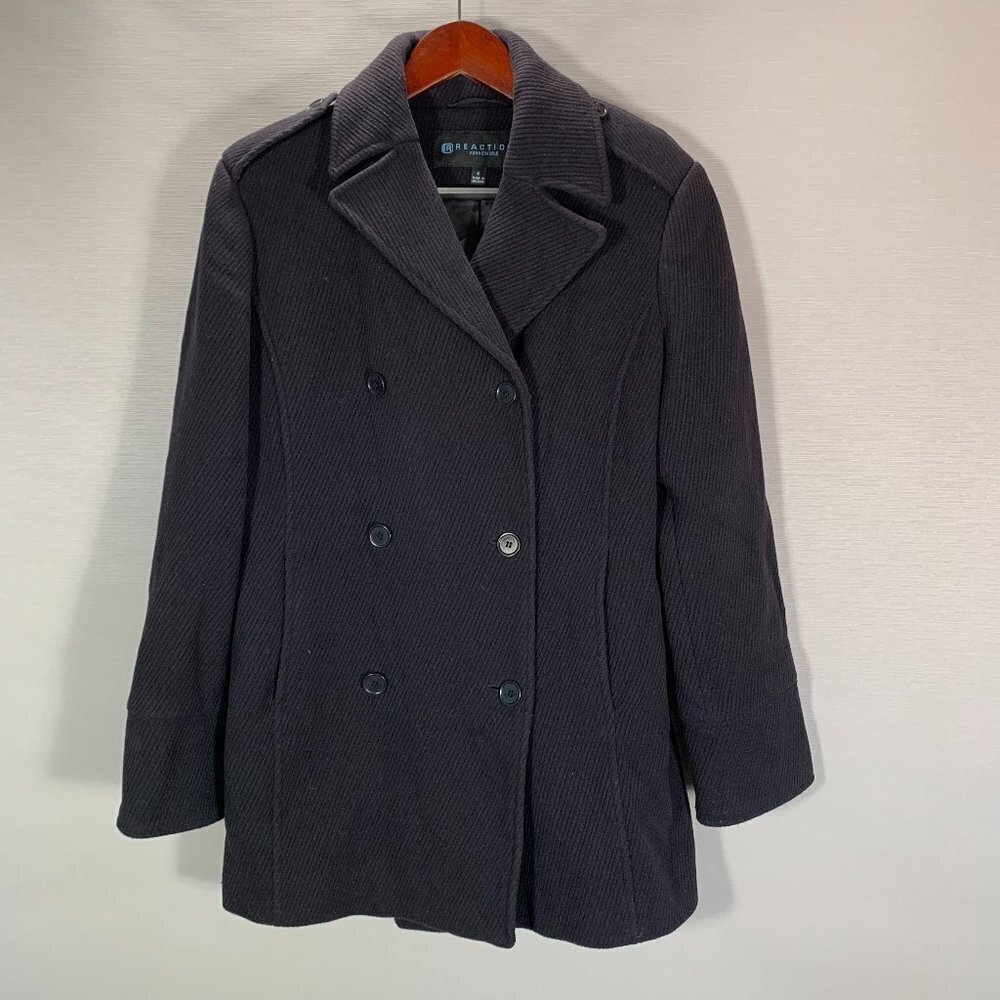 Kenneth Cole R Reaction Jacket Womens 6 Wool Cashmere Blend Lined Navy Blue